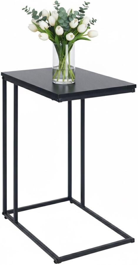 Bijzettafel u-vorm 64 x 50 x 35 cm onder bank zwart