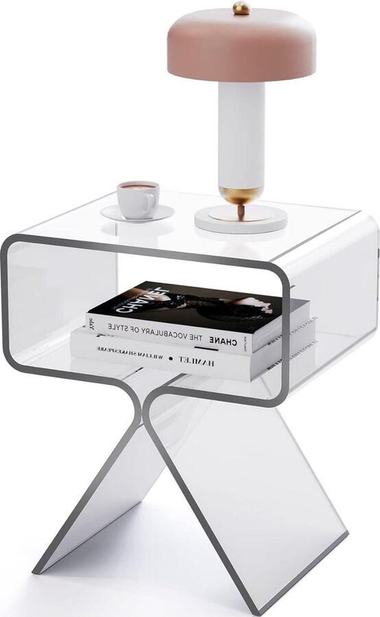 Bijzettafel van acryl Modern design 1 stuk Transparant 39 x 30 x 45 cm