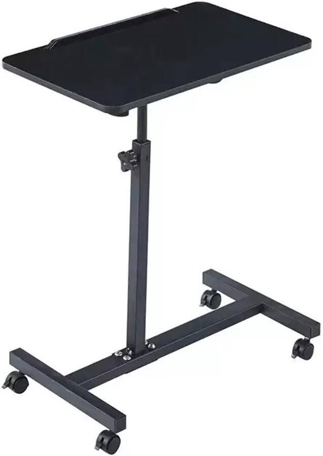 Bijzettafel Verstelbare bijzettafel 40x60 cm Hoogte instelbaar van 59 cm tot 89 cm Incl. wielen Tafeltje Laptoptafel Banktafel Bedtafel Koffietafel Zwart