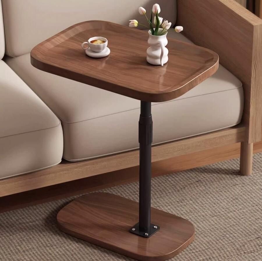 Bijzettafel Verstelbare bijzettafel C-vorm 30x45 cm Hoogte instelbaar van 57 cm tot 91 cm Tafeltje Laptoptafel Banktafel Bedtafel Koffietafel Bruin