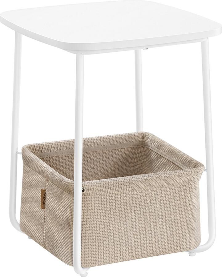 Bijzettafel – Vierkant – Met Stoffen Mand – Ruimtebesparend