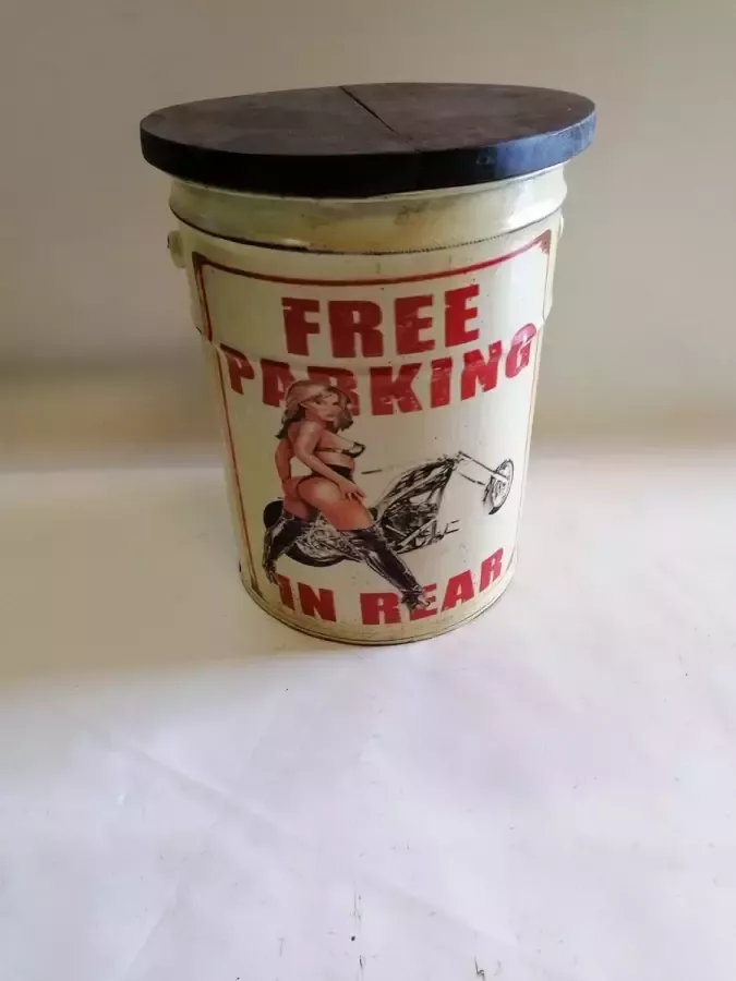 Bijzettafel vintage metaal free parking in rear motor harley kruk tafel retro opbergdoos