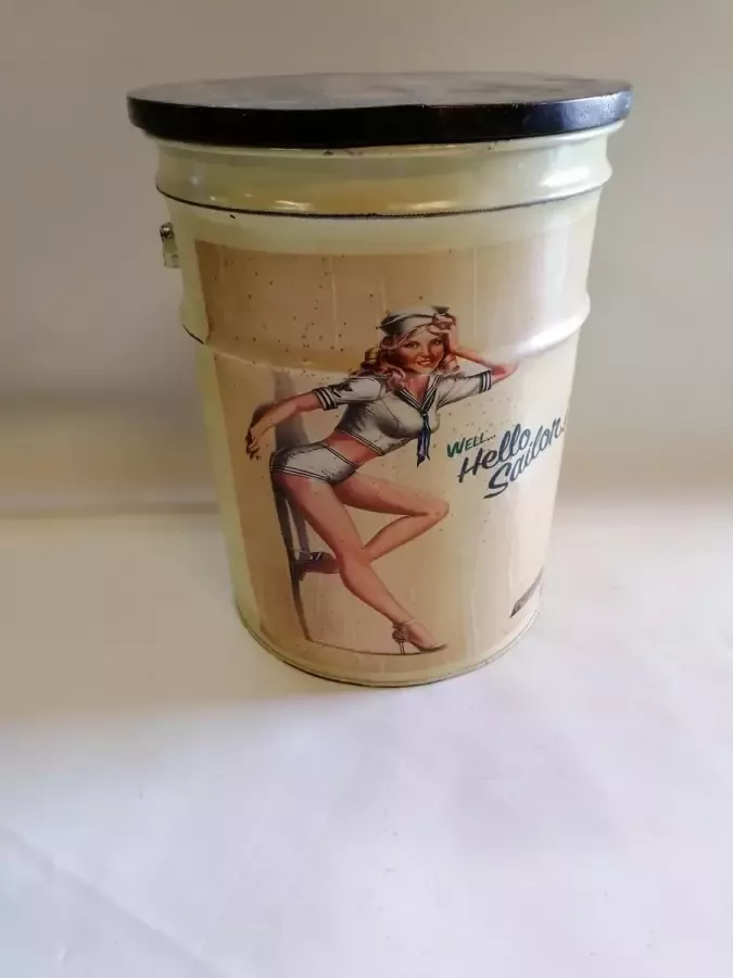 Bijzettafel vintage metaal hello sailer planttafel tafel retro kruk opbergdoos