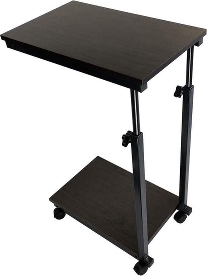 Bijzettafel voor sofa boven bed hoogte verstelbaar houten laptop tafel mobiele eettafel snack tafel eindtafel met wielen walnoot kleur tweedehands - Foto 2