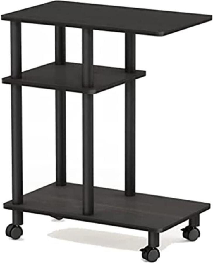 Bijzettafel met wieltjes voor banken hout espresso zwart 29 x 50 x 56 cm Beside shelf