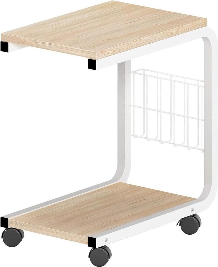 Bijzettafel met wieltjes koffietafel salontafel bedtafel laptoptafel 51 x 30 x 56 cm laptopstandaard notebookstandaard met wielen. Bijzettafel