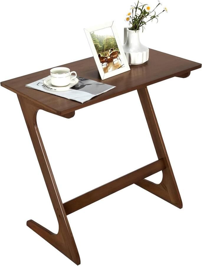 Bijzettafel Z-vorm – Bamboe Salontafel voor Koffie en Laptop 75 x 40 x 70 cm Bruin
