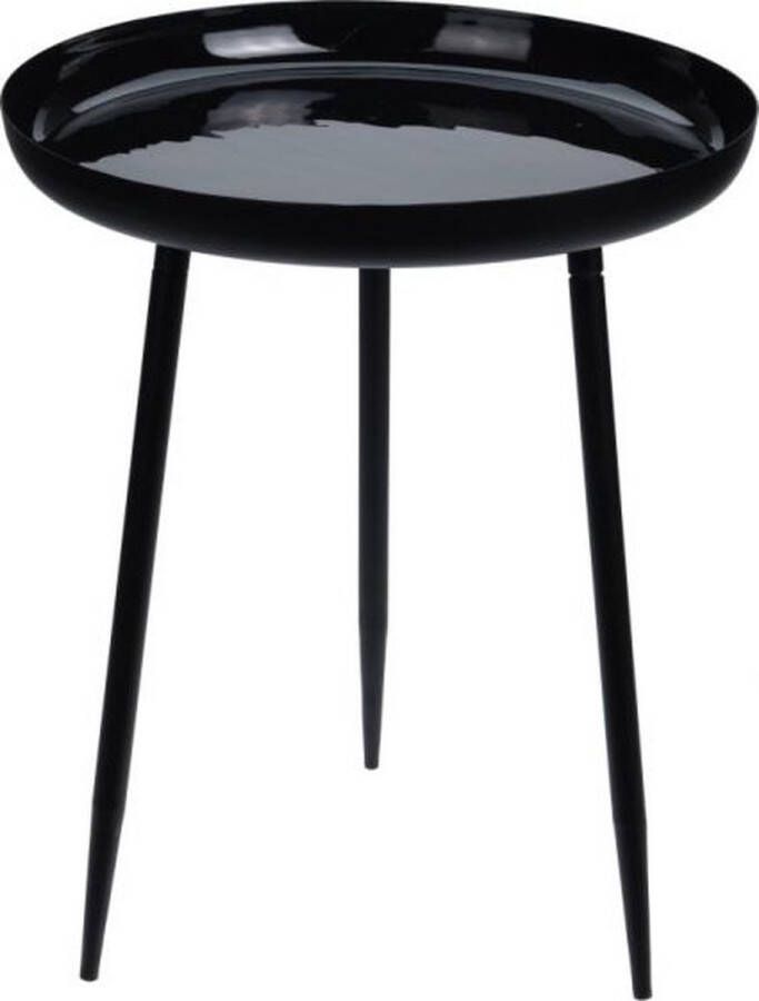 Pure Garden & Living Bijzettafel Zwart Rond Metaal Banktafel Kleine Salontafel Geschikt voor de Woonkamer 50x41x41cm