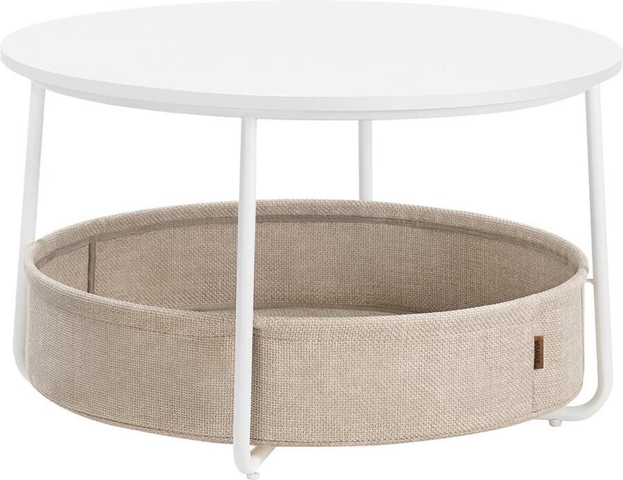 Rootz Living Rootz Bijzettafelset Bijzettafel Stoffen mand Opbergoplossing 75cm x 45cm 71 5cm x 15cm Mat Wit Kameelbruin