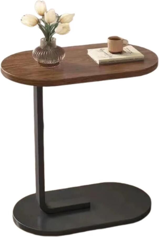 Bijzettafeltje nachtkastje salontafeltje opklapbaar plankje (bruin en zwart)
