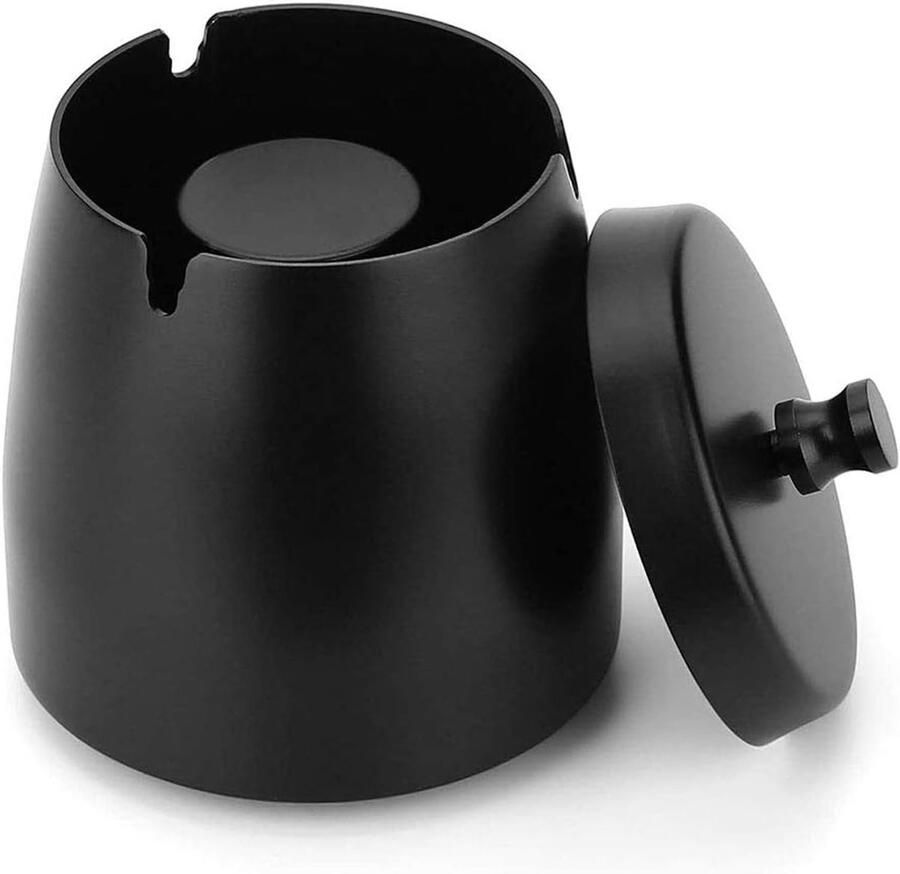 Binnen- en buitenasbak met deksel metalen tafelasbak ronde roestvrijstalen wind- en regenbestendige terrasasbak geschikt voor buiten familie-eettafel restaurant