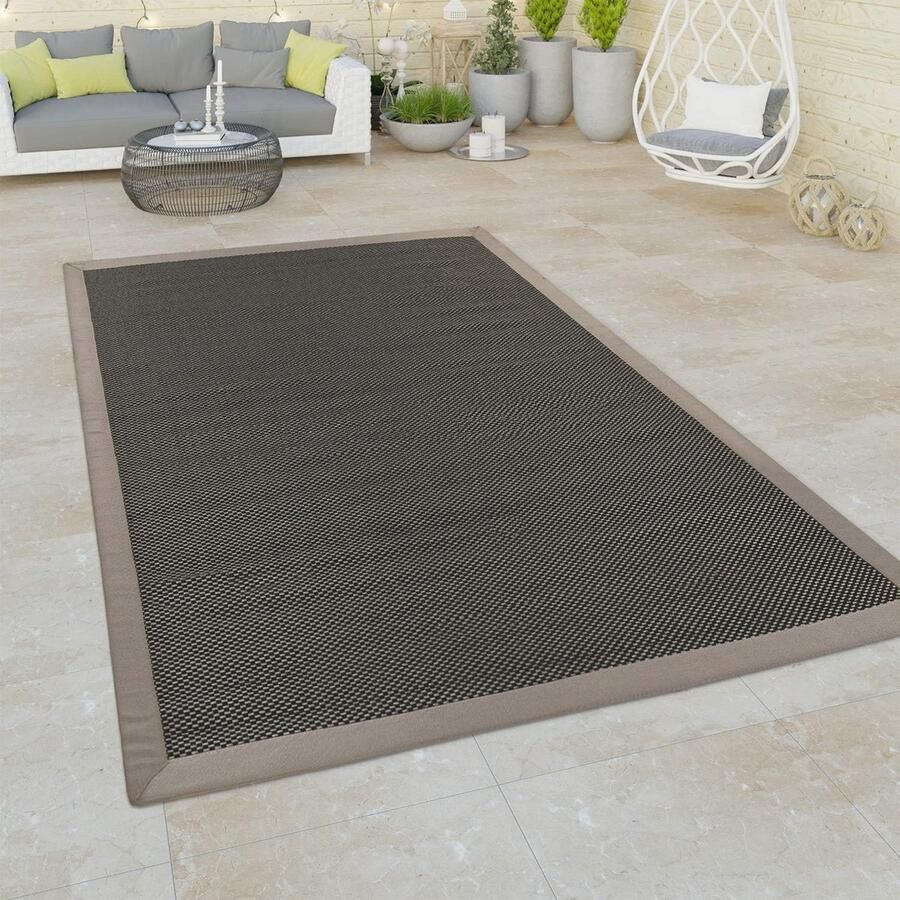 Binnen- en buitentapijt voor balkon of terras in trendy grijze en groene kleuren 120x170 cm