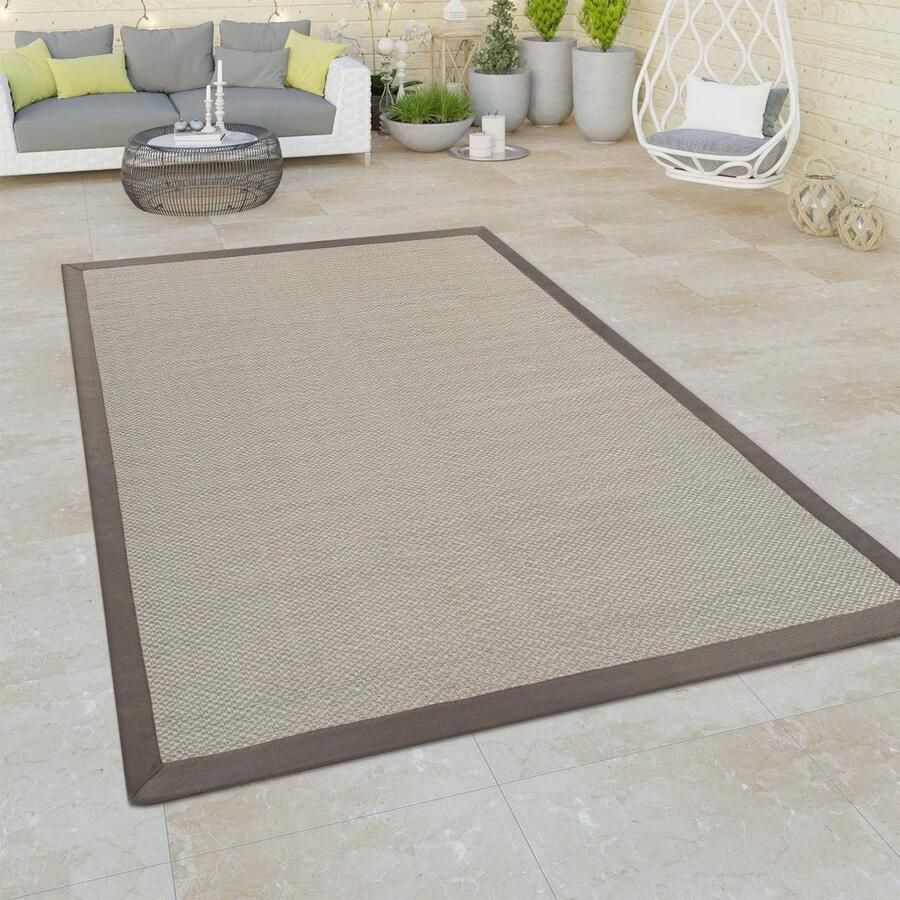 Binnen- en buitentapijt voor balkon of terras sisallook 80x150 cm beige grijs of groen