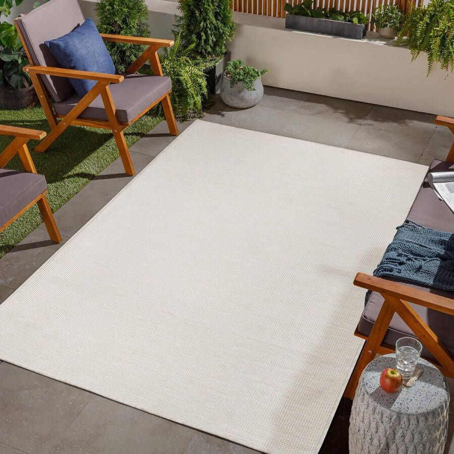 Binnen- en buitentapijt waterdicht vloerkleed voor balkon terras tuin woonkamer keuken duurzaam vloerkleed bestand tegen UV-stralen en water x 150 cm wit