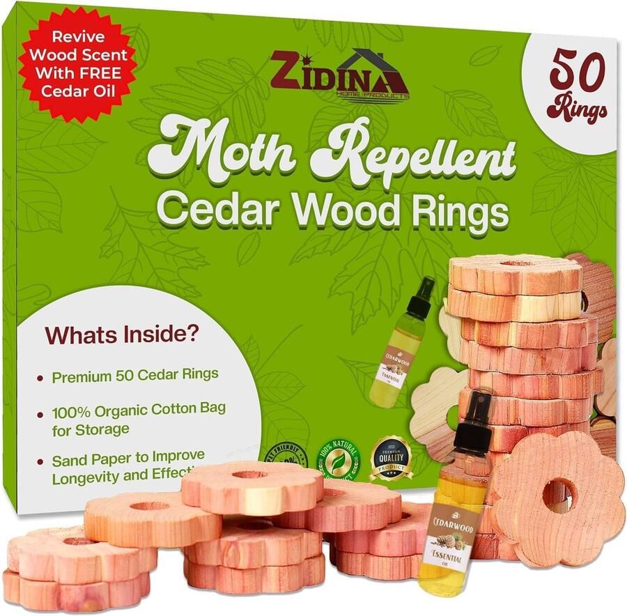 Biologische Mottenbescherming voor Kledingkasten 50 Premium Cederhouten Beschermers zonder Chemicaliën