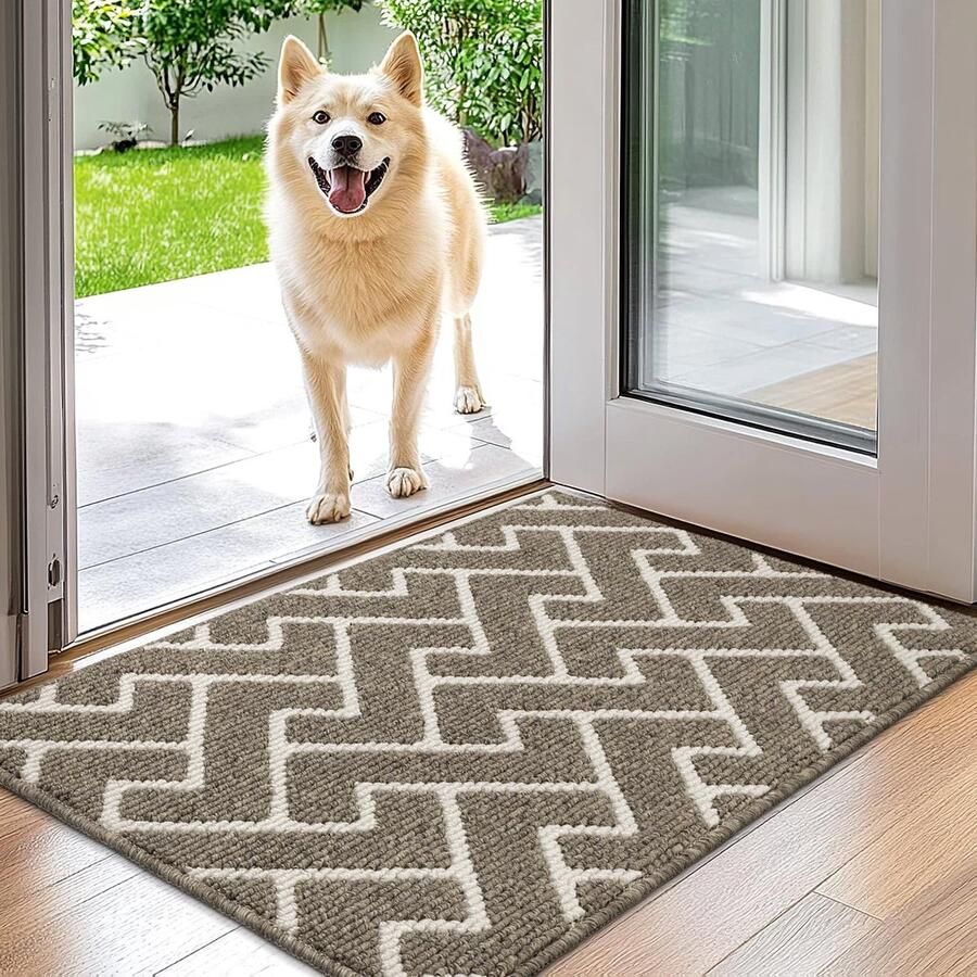 Biscpro Binnendeurmat Waterdichte Deurmat Vuilvangermat Antislip Binnendeurmat (Beige 50 x 80 cm)