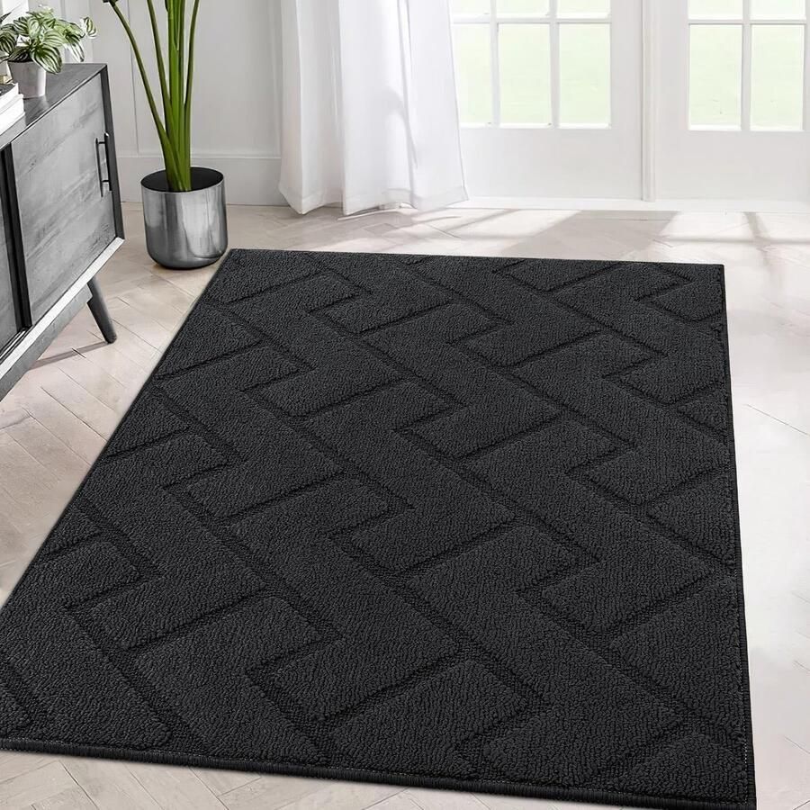 Biscpro loper 80x120cm donkergrijs afwasbaar antislip vuilvangmat loper voor entree woonkamer hal kantoor slaapkamer keuken