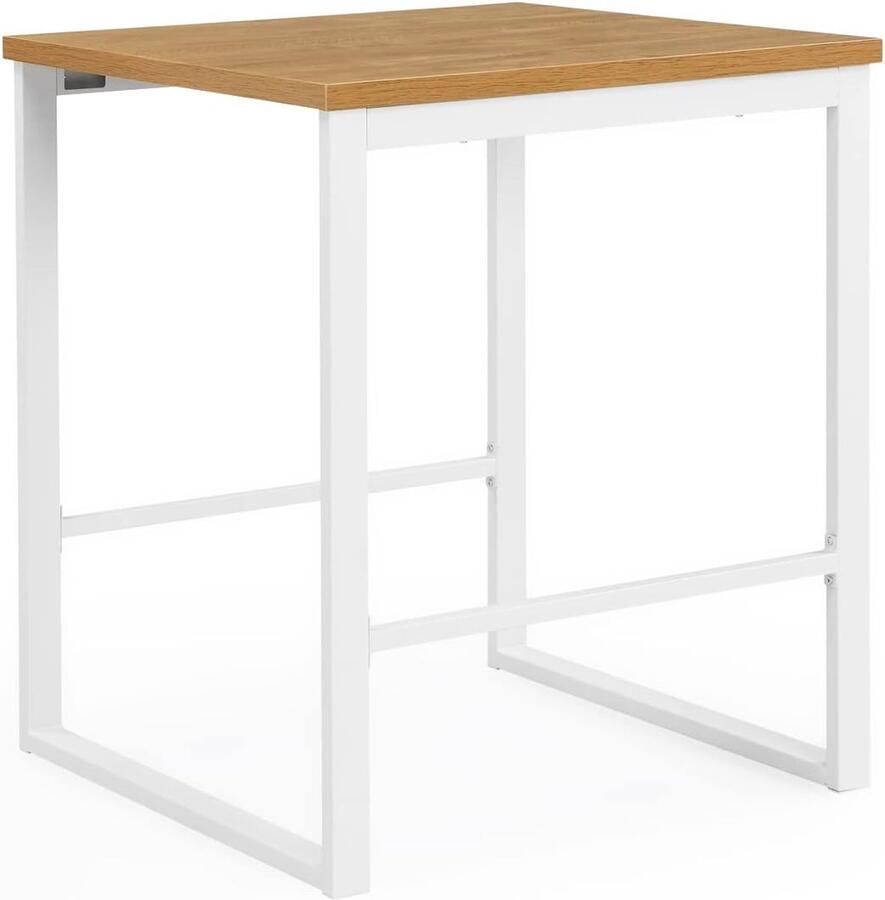 Bistro Bartafel met Wit Frame Eettafel voor Keuken en Feestruimte in Wilde Eiken Look Compact 80x80x95 cm
