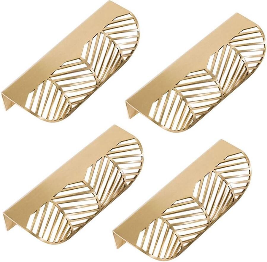 Bladvorm ladehandgreep messing meubeldeur trekknop kast kastdeurgreep (11 7 x 2 3 x 4 3 cm 4PCS )