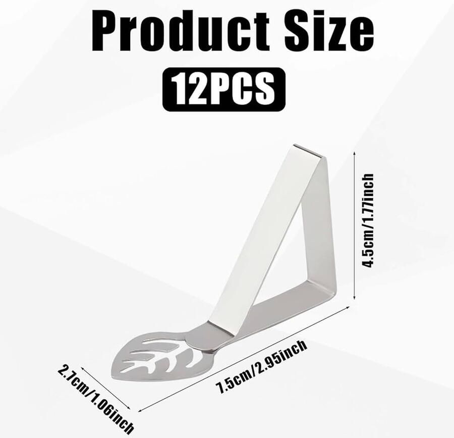 Bladvorm Tafelkleedclips Roestvrij Staal Set van 12