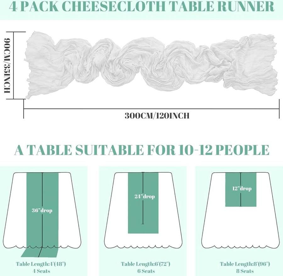 Blanco Tafelloper Boho stijl set van 4 katoen 90 x 300 cm