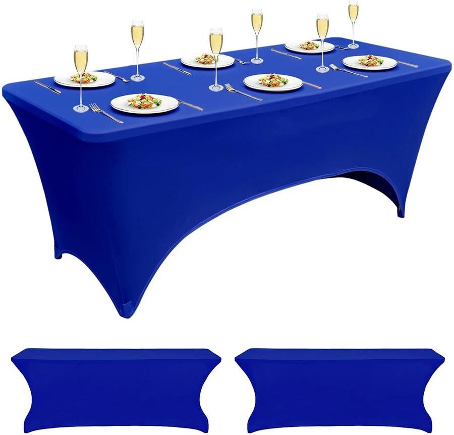 Blauw Spandex Tafelkleed Set van 2 Kreukvrij en Vlekbestendig