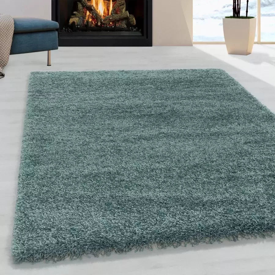 Blauw Tapijt Hoogpolig Vloerkleed 200x290cm- Modern Woonkamer Salon Slaapkamer Eetkamer