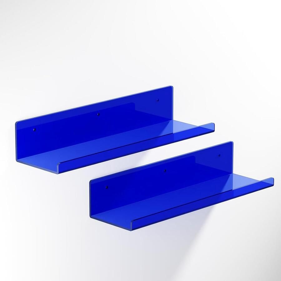 Blauw wandrek acryl stijlvol en functioneel 1 stuk blauw acryl 38 x 11 x 7 cm