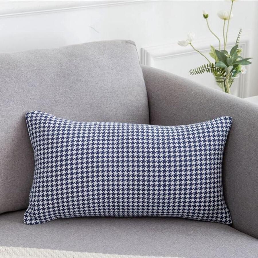 Furnibella -blauw-witKussensloop 50x70 cm – Sierkussenhoes met Ritssluiting – Voor Bank Sofa of Slaapkamer – Decoratief & Comfortabel