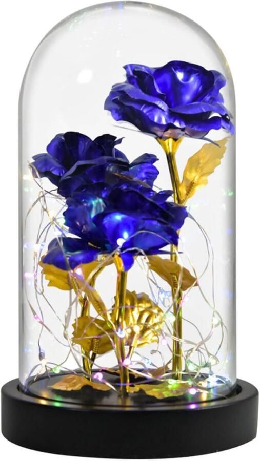 Souvenirsutrecht Galaxy Rose Lamp blauw Met Kleurrijke Led Rozenbloemen In Glazen Batterij Aangedreven Geschenken Voor Vrouwen Huwelijk Valentijn cadeautje Roos