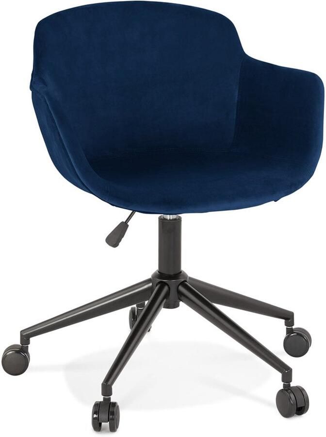 Blauwe Fluwelen Bureaustoel Retro-Chique Design Ergonomisch Comfort