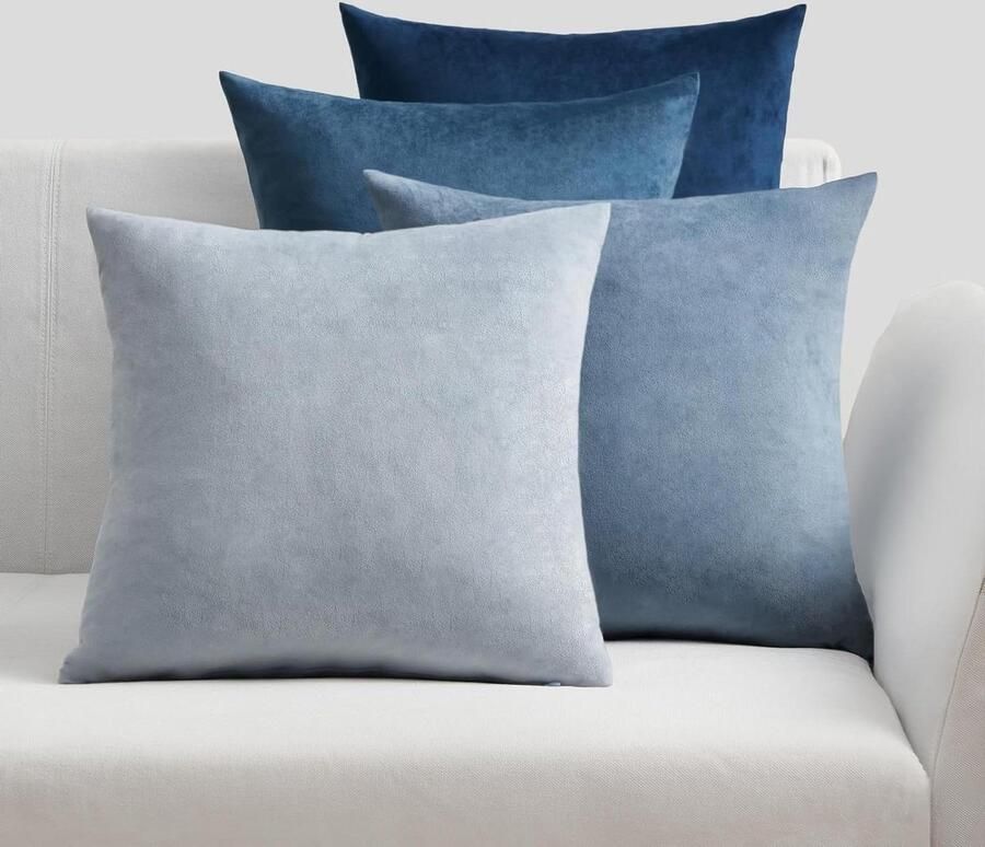 Blauwe pluizige kussenhoes voor woonkamer bank 50 x 50 cm fluwelen kussensloop bed grote kussens