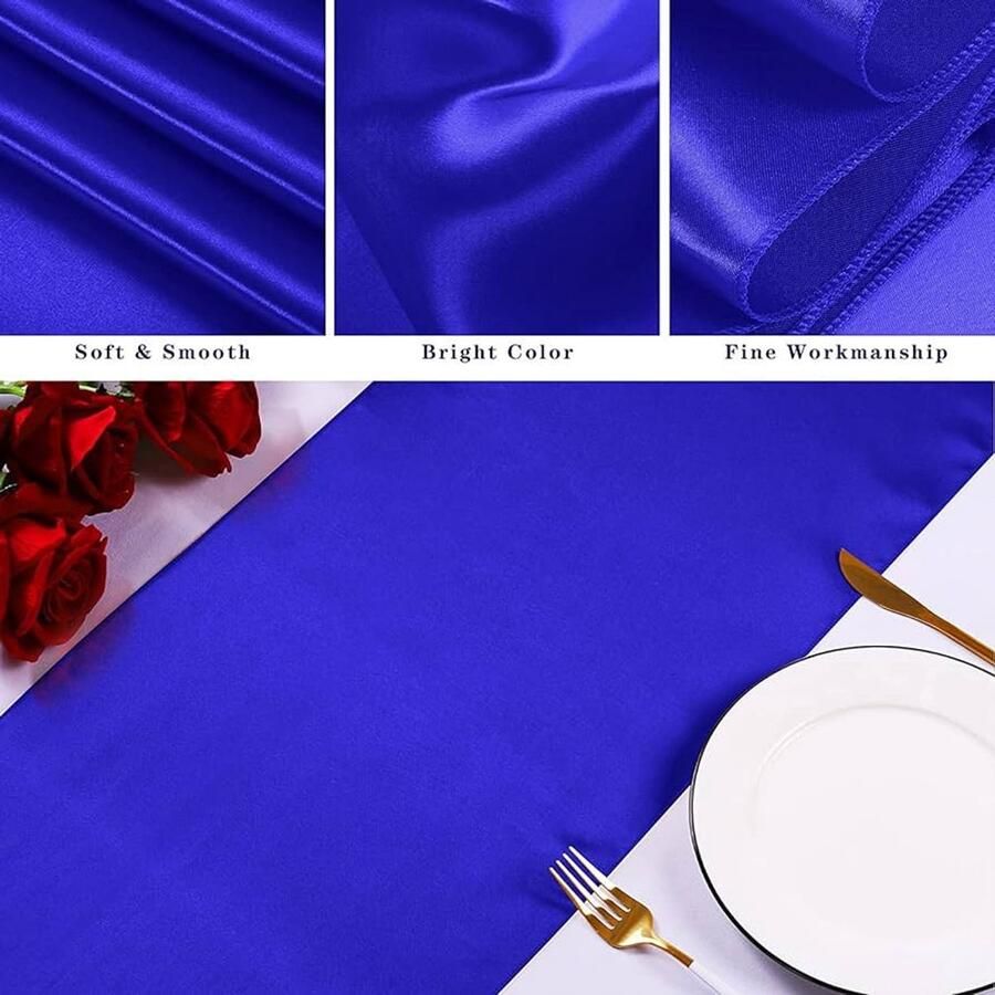Blauwe satijnen tafelloper set van 12 30 cm x 275 cm perfect voor bruiloften en feesten
