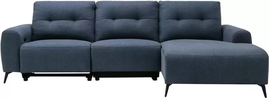 Vente-unique Blauwe stoffen hoekbank rechts NERUDA L 286 cm x H 92.5 cm x D 161 cm - Foto 2