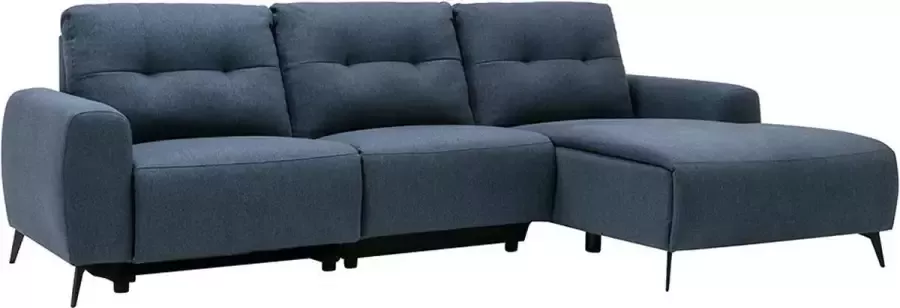 Vente-unique Blauwe stoffen hoekbank rechts NERUDA L 286 cm x H 92.5 cm x D 161 cm