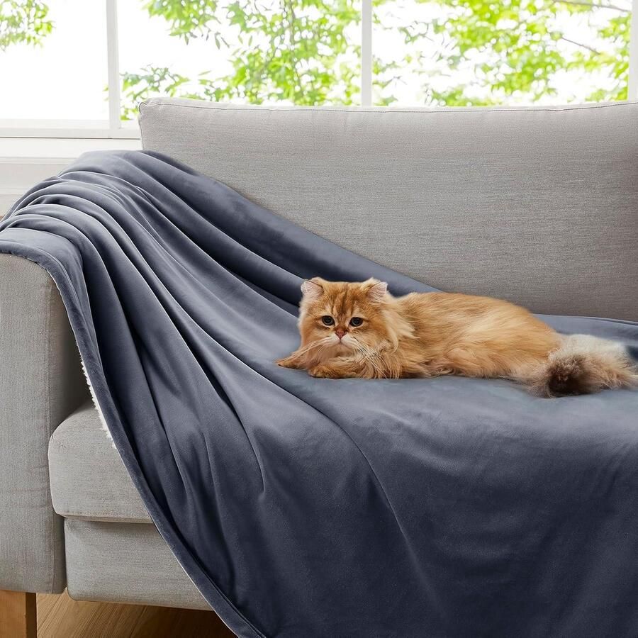 Bliss Sherpa volledig omkeerbare deken voor bank of bed machinewasbaar onderhoudsvriendelijk zachte pluche luxe oversized accentdekens 177 x 127 cm Imperial - Foto 2