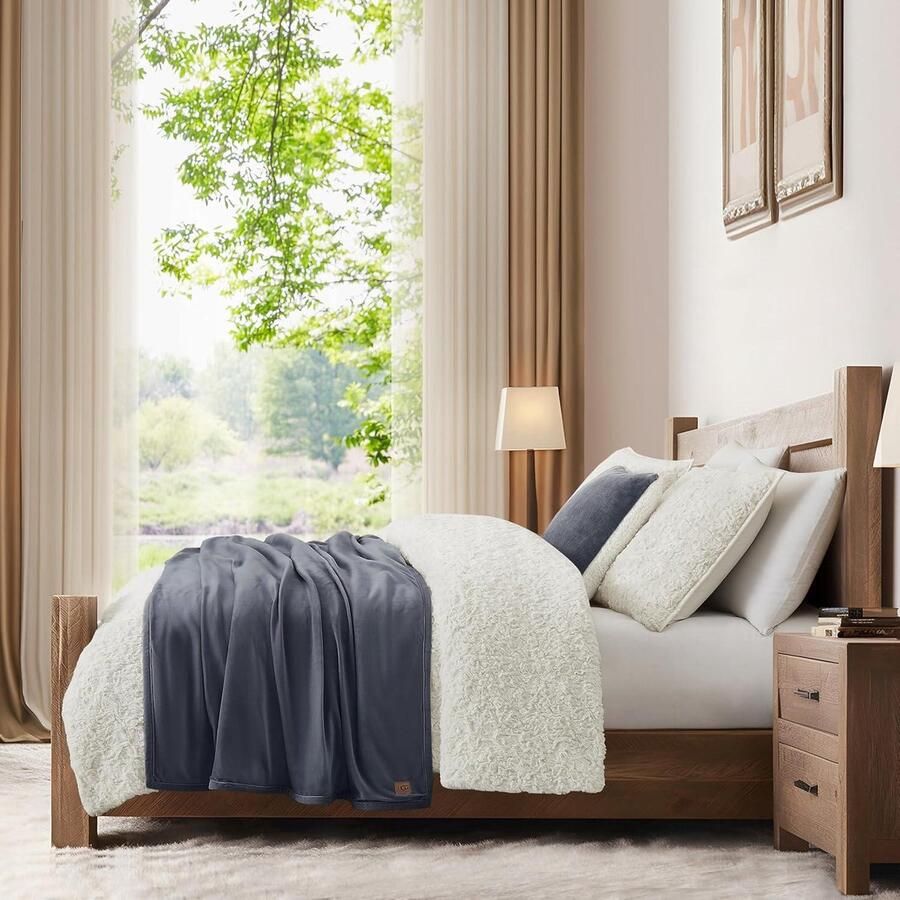 Bliss Sherpa volledig omkeerbare deken voor bank of bed machinewasbaar onderhoudsvriendelijk zachte pluche luxe oversized accentdekens 177 x 127 cm Imperial