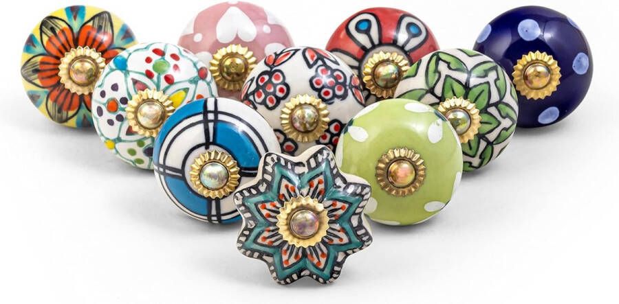 Bloemen deurknop keramiek multi color 25 stuks Vintage Look Flower Blue keramische knoppen deurgreep kast lade
