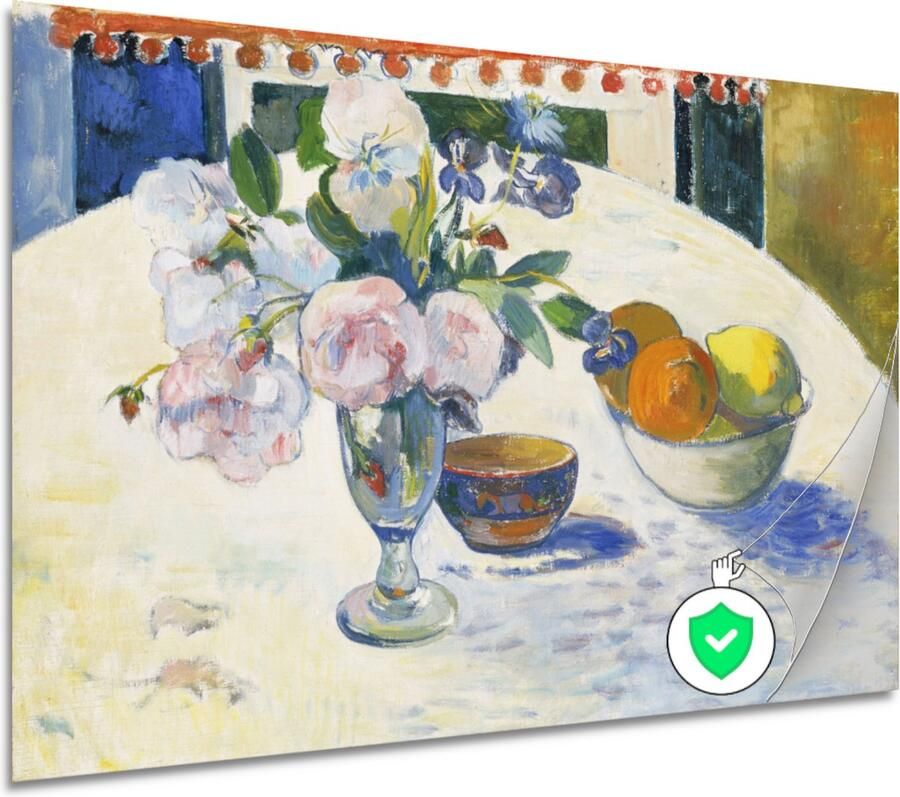 Bloemen en een fruitschaal op tafel Paul Gauguin muurdecoratie Bloemen muurdecoratie Poster Stilleven Wanddecoratie modern Posters woonkamer Kunst aan de muur poster 120x80 cm