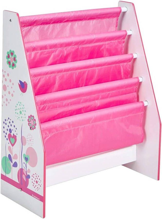 Bloemen en vlinders rek voor kinderboeken hout roze 23 0x51 0x60 0 cm