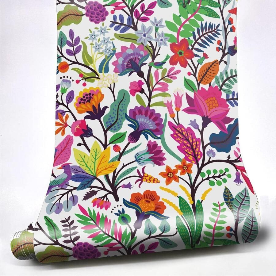 Bloemen meubelfolie voor meubels Zelfklevend decoratief folie met lotuspatroon 2 rollen 40 x 250 cm