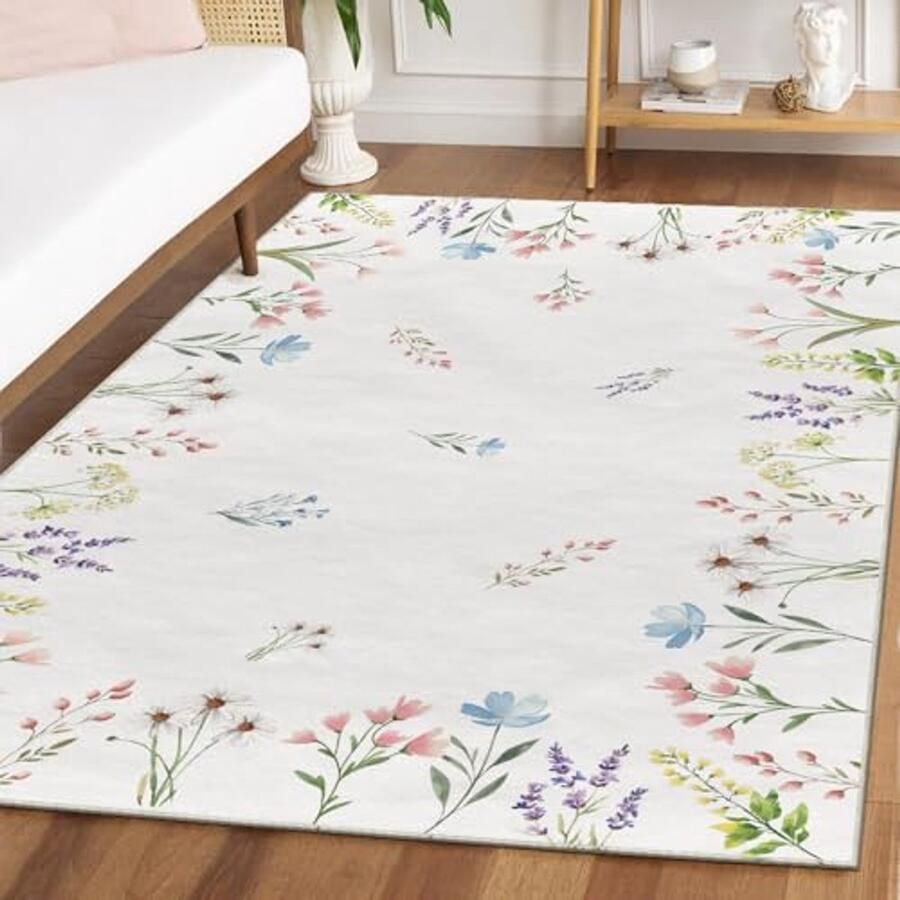 Bloemen Tapijt 160 x 220 cm Antislip Onderkant Keuken & Woonkamer Decoratie
