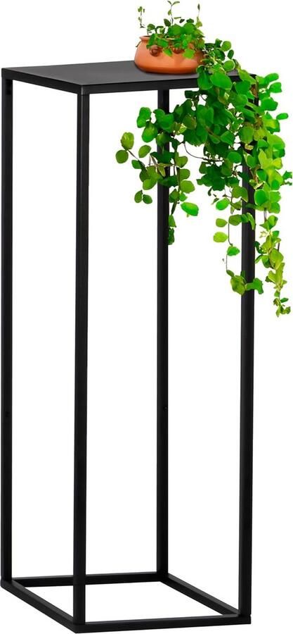 Bloemenkruk ca. 30 x 30 x 90 cm (B D H) bijzettafel metalen bloemenstandaard in industrieel design bloemenzuil zwart