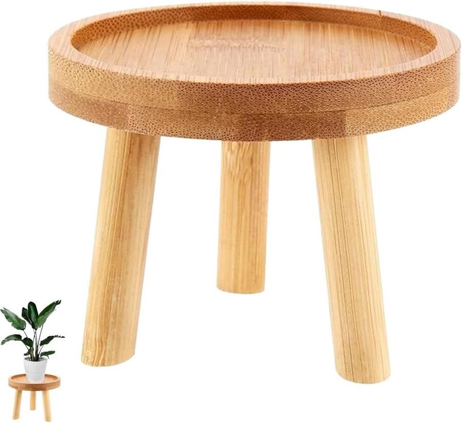 Bloemenkruk decoratieve plantenstandaard lage ronde houten kruk voor planten binnen buiten balkon 14 x 95 cm Houten kruk