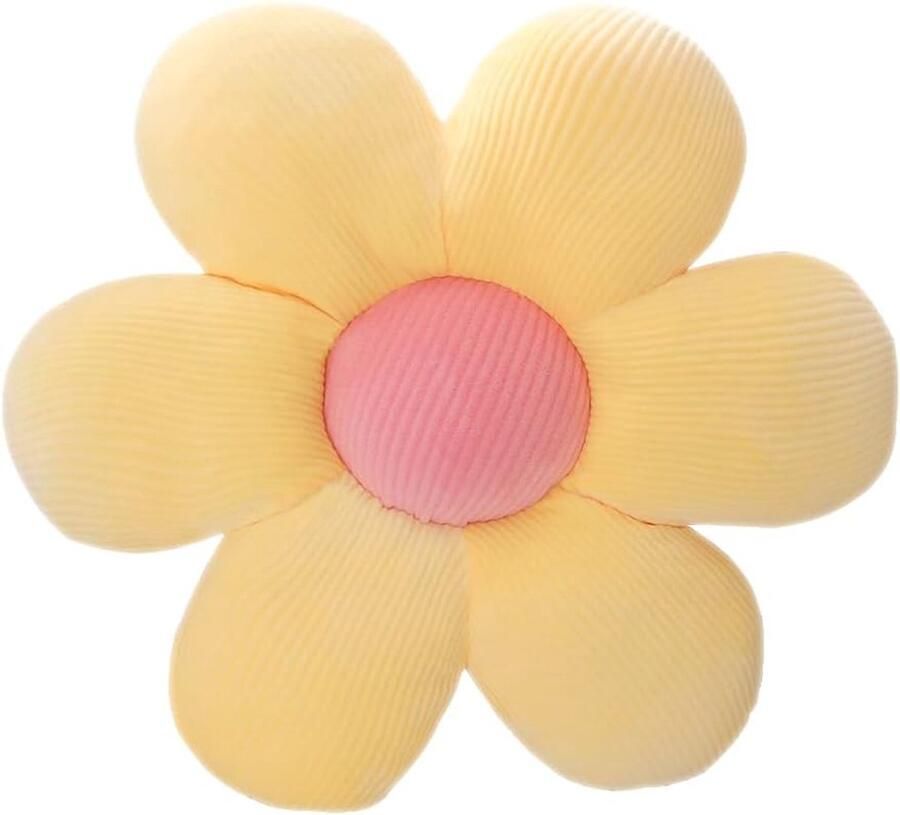 Bloemenkussen 60 cm Pluche Vloermat voor Stoelen en Decoratie in Geel en Roze