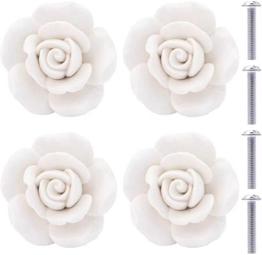 Bloemenmotief keramische knoppen voor ladekasten 4 Stuks
