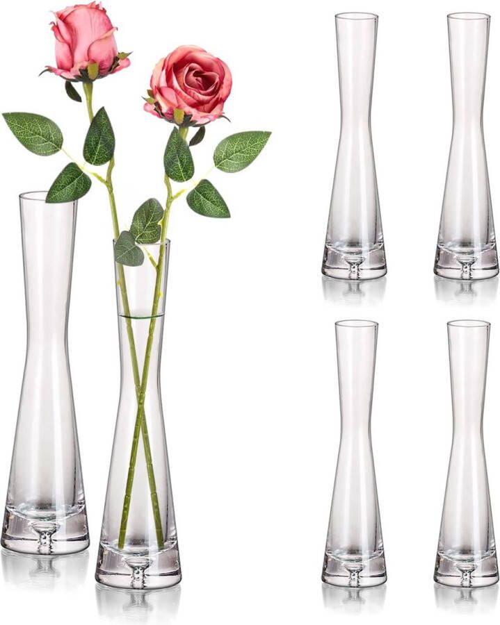 Bloemenvaas moderne glazen vazen 20 cm vaas smalle vazen glazen bloemen vaas voor tafeldecoratie glazen vaas handgemaakte tulpenvaas voor een roos voor bruiloftsdecoratie tafel decoratie woonkamer eettafel thuis