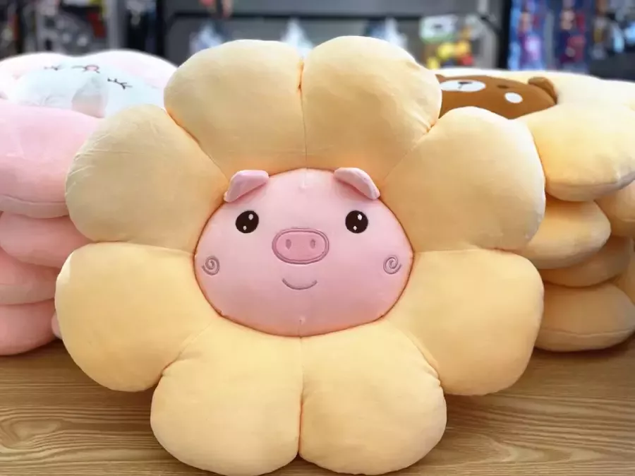 Bloemenvloerkussen schattige zitkussen voor kinderkamer stoel kussen-pluche decor -pig
