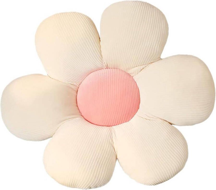 Bloemenvloerkussen Tatami bloemvormig pluche decor comfortabel zitkussen voor kinderkamer thuis op de bank (50 x 50 cm wit & roze a)