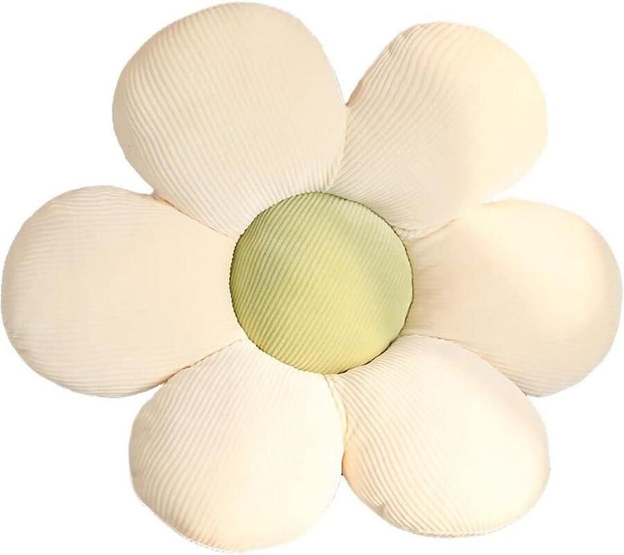 Bloemenvloerkussen Tatami bloemvormig pluche decor comfortabel zitkussen voor kinderkamer thuis op de bank (40 x 40 cm wit & groen) floor pillow